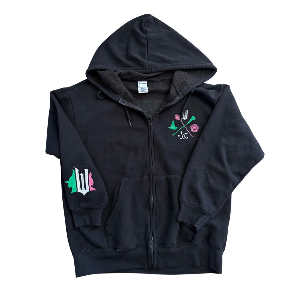 Wicked Musical Full Zip Hoodie Black Elphaba Glinda Embroidered Women's XL